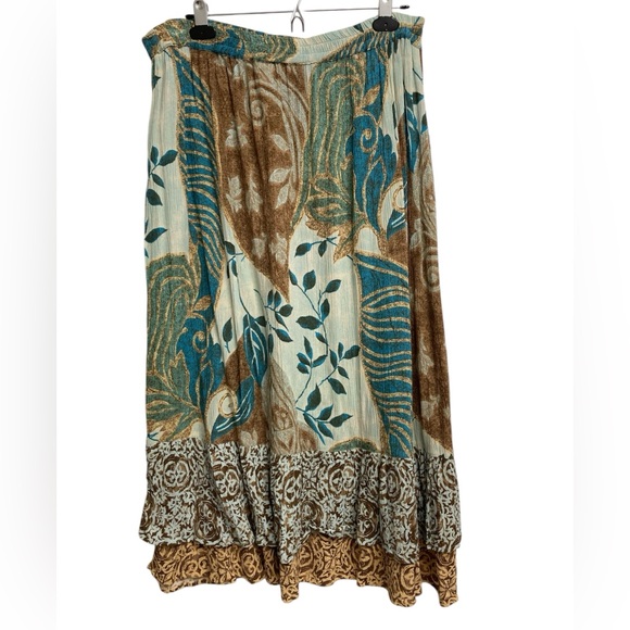 Vintage Draper’s & Damon’s Floral Boho Midi Skirt, Blue & Green, Women’s Large - Picture 5 of 7